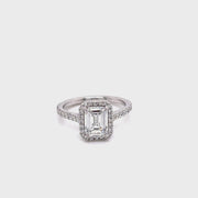 1.50ct GIA Emerald Cut Diamond Halo Ring