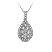 14K White Gold 5/8 Ctw Pear Halo Multi-Diamond Fashion Pendant