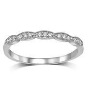14K White Gold 1/10 Ct.Tw. Scalloped Multi-Diamond Stackable Band