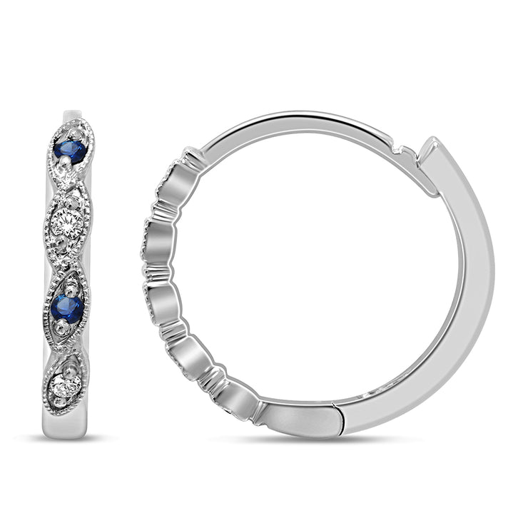 14K White Gold 0.07 Ctw. Diamond Hoop Earrings