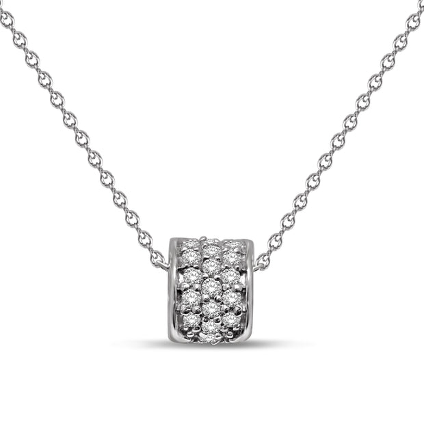 10K White Gold 0.16ctw Waterfall Inspired diamonds pendant