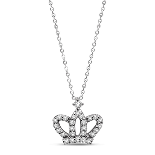 10K White Gold 0.20ctw Diamond Crown Pendant