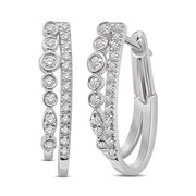 14K White Gold 0.25 Ctw. Diamond Hoop Earrings