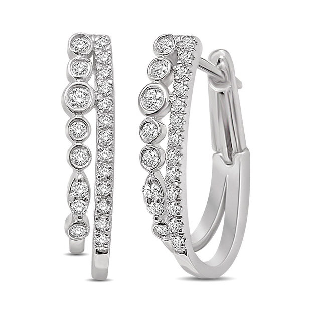 14K White Gold 0.25 Ctw. Diamond Hoop Earrings