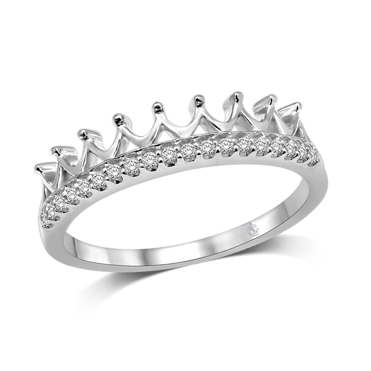 14K White Gold 1/10 Ct. Tw. Diamond Crown Stackable Ring