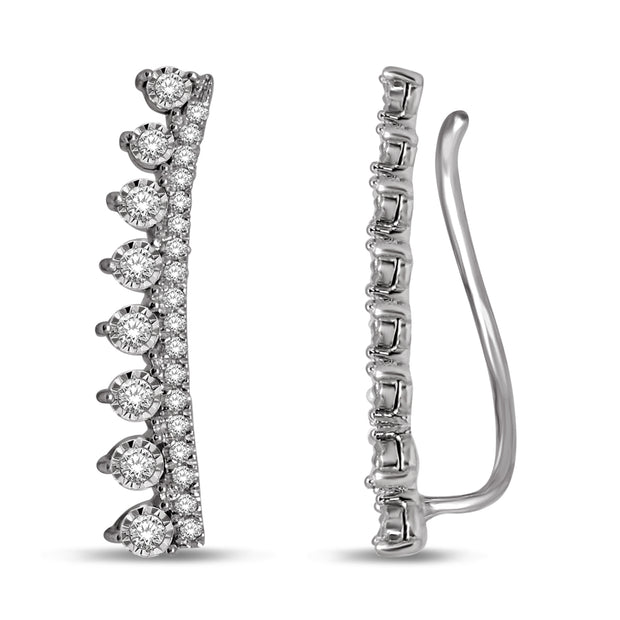 10K White Gold 0.33Ctw. Vintage Diamond Linear Earring Climber