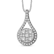 14K White Gold 3/4 Ct. Tw. Cluster Diamond Pear Shaped Pendant