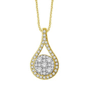 14K White Gold 3/4 Ct. Tw. Cluster Diamond Pear Shaped Pendant