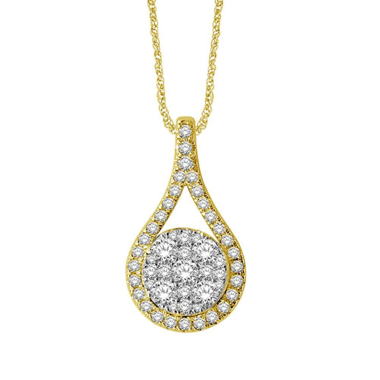 14K White Gold 3/4 Ct. Tw. Cluster Diamond Pear Shaped Pendant