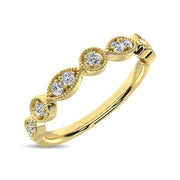 14K White Gold 1/8 Ct.Tw. scalloped & Round Milgrain Wedding band