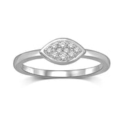 14K White Gold 1/10 Ctw Diamond Flower Ring