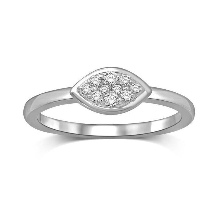 14K White Gold 1/10 Ctw Diamond Flower Ring