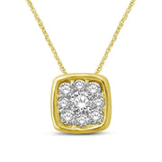 14K White Gold 1/6 Ct. Tw. Cluster Diamond Square Flower Pendant