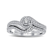 White Gold 0.40ctw Diamond Swirly Bridal Engagement Ring