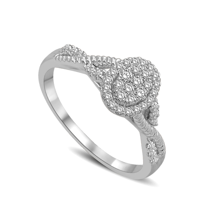 14K White Gold 1/4ctw Multi Dazzling Infinity  Diamond Engagement Ring
