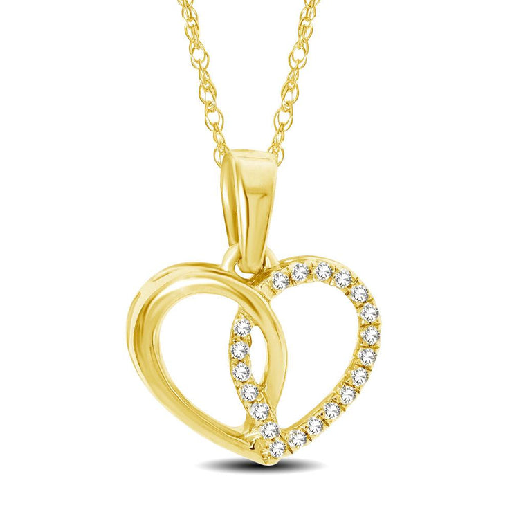 10K White Gold 1/20 Ctw Diamond Heart Pendant