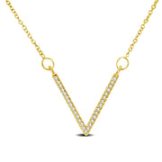10K White Gold 1/10 Ctw Diamond V Necklace
