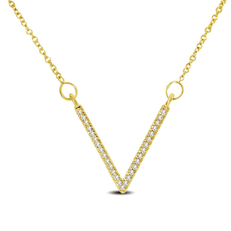 10K White Gold 1/10 Ctw Diamond V Necklace