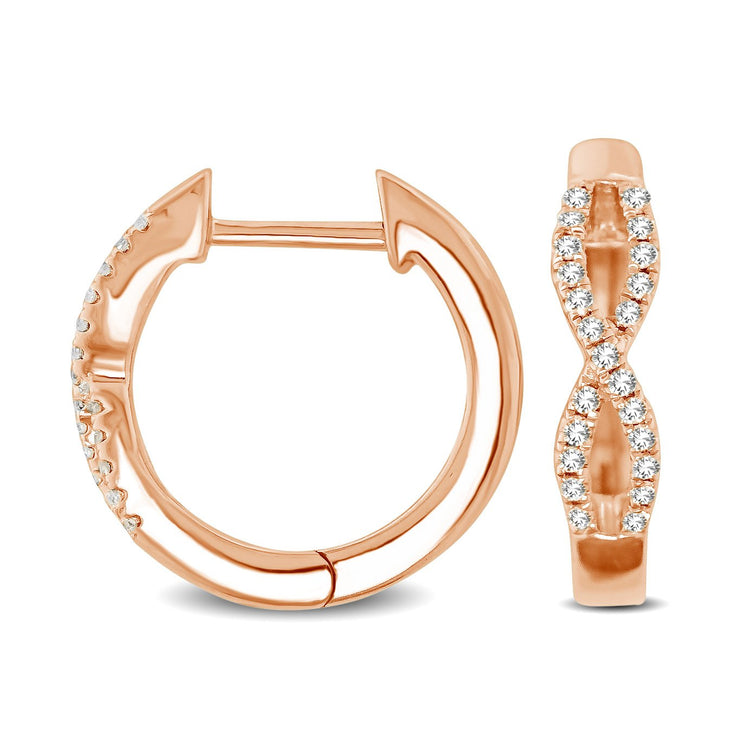 Rose Gold 1/6 Ctw Diamond 10K Infinity Hoop Earrings