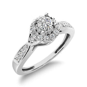 10K White Gold 1/5 Ct. Tw. Diamond Illusion Setting Halo Engagement Ring