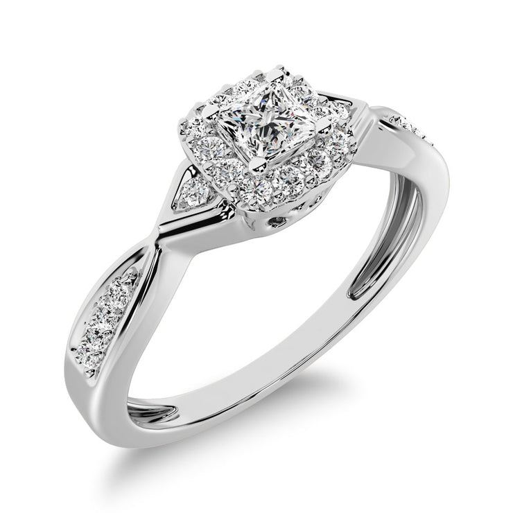 10K White Gold Princess Cut Diamond 1/5 Ct.Tw. Promise Ring