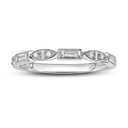 14K White Gold 1/10 Ct. Tw. Diamond Half Eternity Baguette Round Stacked Ring
