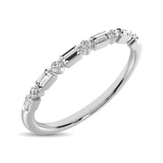 14K White Gold 1/10 Ct. Tw. Baguette And Round Diamond Anniversary Band