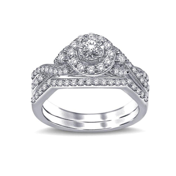 10K White Gold 3/4 Ct. Tw. Cluster Diamond Bridal Ring For Every Style