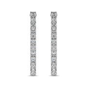 14K White Gold Diamond 3/4 Ct.Tw. In and Out Hoop Earrings