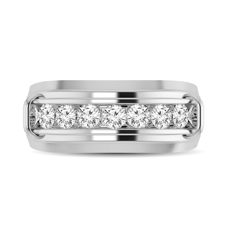 10K White Gold 1/4 Ctw Round Cut Diamond Mens Wedding Ring