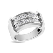 10K White Gold 1/5 Ctw Round Cut Diamond Mens Wedding Ring
