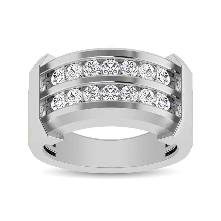 10K White Gold 1/5 Ctw Round Cut Diamond Mens Wedding Ring