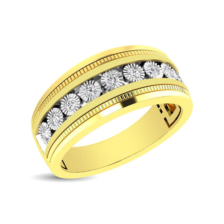 10K White Gold 1/2 Ct.Tw. Diamond 9 Stone Illusion Mens Ring
