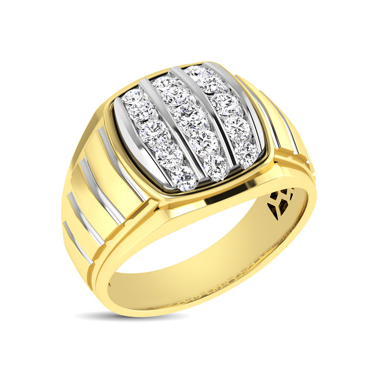 10K White Gold 1 Ct.Tw. Diamond Verticle Stripe Mens Fahion Ring