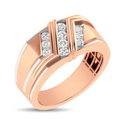1/2 Ctw Multi-Diamond Slant Grooved Men's Wedding Ring