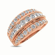 14K Yellow Gold 1.00ctw Three Row Diamond Fashion Ring