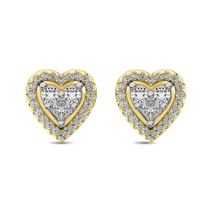 10K White Gold 1/3 Ct.Tw. Diamond Heart Stud Earrings