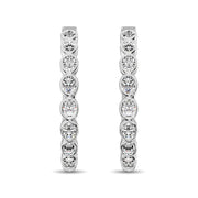 14K White Gold 1/3 Ct.Tw. Diamond Hoop Earrings