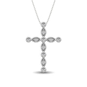 14K White Gold 1/4 Ct.Tw. Diamond Cross Pendant