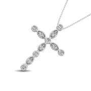 14K White Gold 1/4 Ct.Tw. Diamond Cross Pendant