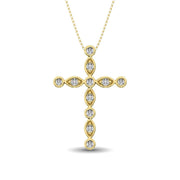 14K White Gold 1/4 Ct.Tw. Diamond Cross Pendant