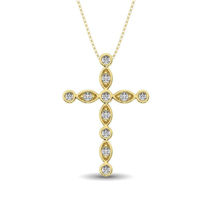 14K White Gold 1/4 Ct.Tw. Diamond Cross Pendant