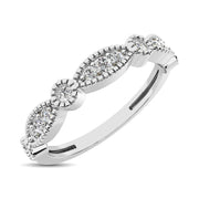 14K White Gold 1/5 Ct. Tw Three Stone Alternating Diamond Stackable Band