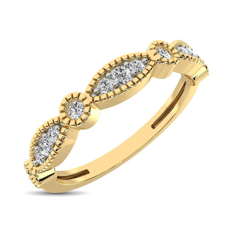 14K White Gold 1/5 Ct. Tw Three Stone Alternating Diamond Stackable Band
