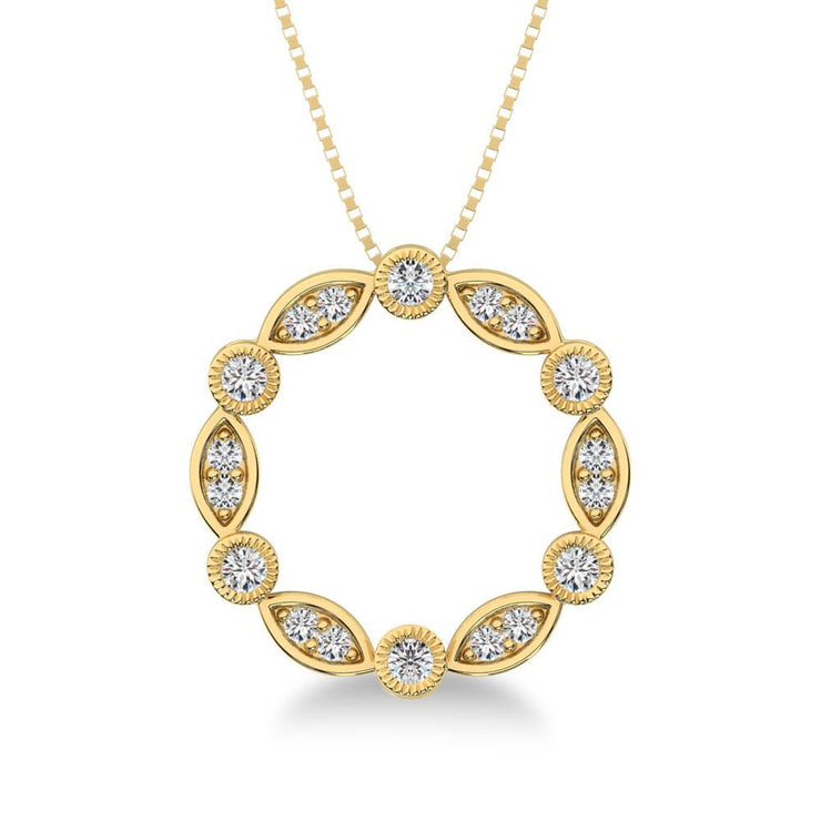 10K White Gold 1/4 Ct.Tw. Diamond Round & Marquise Frame Pendant