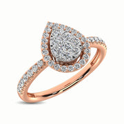 Cluster Pear Shape Halo 14K Rose Gold 0.40ctw Diamond Ring