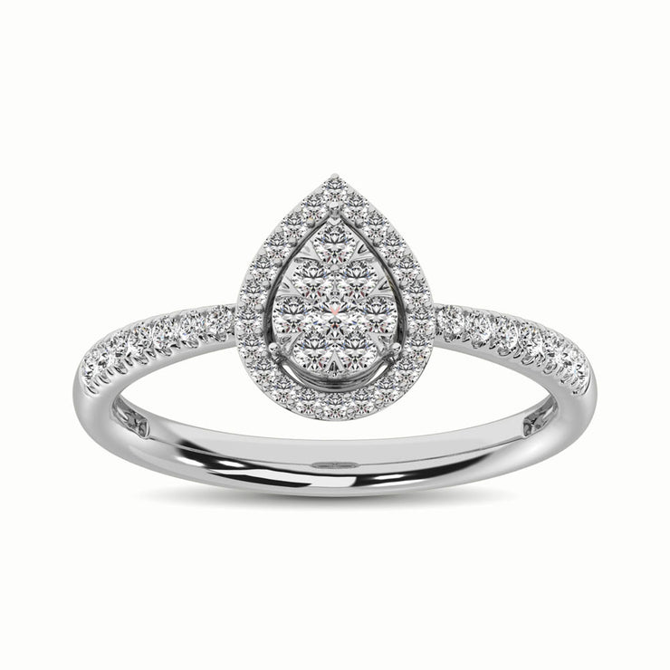 Cluster Pear Shape Halo 14K Rose Gold 0.40ctw Diamond Ring