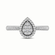 Cluster Pear Shape Halo 14K Rose Gold 0.40ctw Diamond Ring