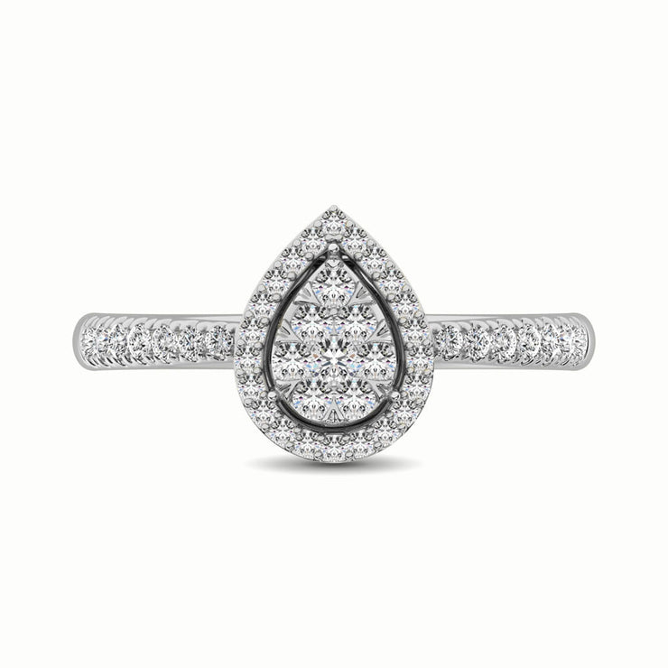 Cluster Pear Shape Halo 14K Rose Gold 0.40ctw Diamond Ring