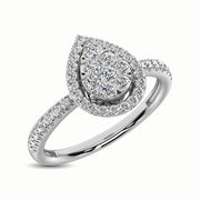 Cluster Pear Shape Halo 14K Rose Gold 0.40ctw Diamond Ring